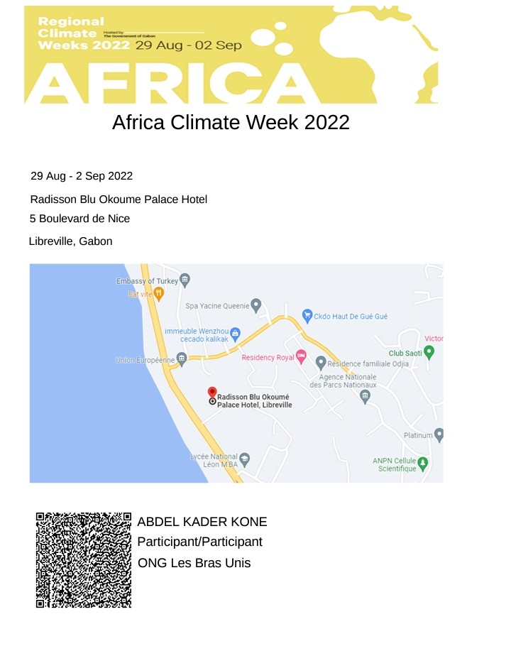 ONG_LesBrasUnis's tweet photo. Une délégation de @ONG_LesBrasUnis constituée du PCA Abdel K Koné @dialogplus et du Commissaire aux Comptes Dr Joseph Galé @S_GaleJoseph participera à la Semaine Africaine du Climat qui aura lieu du 29 août au 2 septembre 2022 à Libreville au Gabon.
#brasunis
#AfricaClimateWeek https://t.co/TqNiDwyHaE