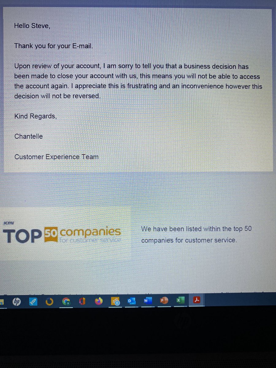 ssjjsd's tweet photo. @SkyBet Top 50 companies for customer service, you are an absolute joke? You block my account for no reason ask me to send personal information including bank statements and that’s the response I get. Tell me how to get my money from my account. https://t.co/oEczoT29go