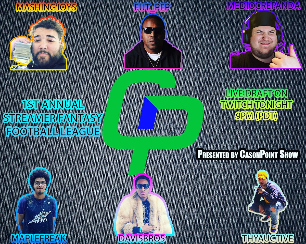 MashingJoys's tweet photo. TODAY IS THE DAY!!!!!! Draft Day for the 1st Annual Streamer Fantasy League goes down TONIGHT @9PM (PDT). 

You can watch the action live on Twitch. Streamers from the league with be streaming the live draft as it’s happening. Make sure you tune in to 

https://t.co/nCGAIY0V4n https://t.co/UId2xNKdlg