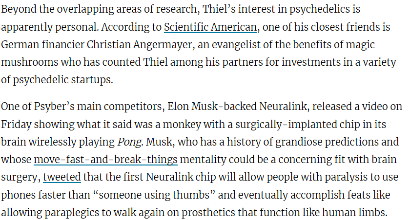 caitchirps's tweet photo. April 2021: ...'Thiel-Backed Psychedelics Firm Buys Majority of Brain-Control Interface Firm' https://t.co/nz1Ap2dfFM https://t.co/jFddECjA4i