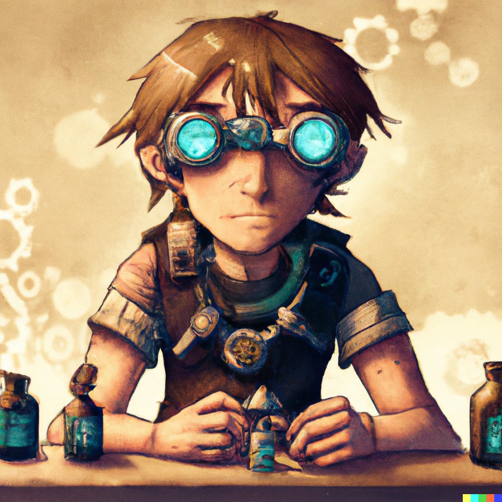 Rubikow's tweet photo. #dnd5e Artificer, tinkering with some trinkets - Created with #dalle 

#digitalartwork #AiArtwork #ArtificialIntelligence #digitalart 

https://t.co/JoJckrZVOV
https://t.co/0UpniqGEJX
https://t.co/hwWyUQB6Wd
https://t.co/S8RKJq8dG2 https://t.co/neO1MqVWvn