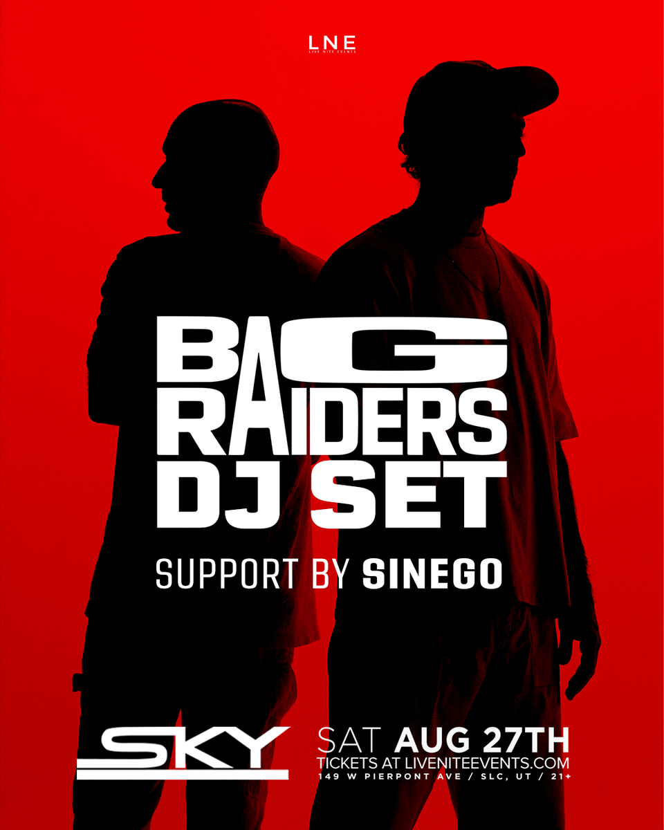 lnepresents's tweet photo. 🎤 Saturday night & we got 3 SHOWS goin' down in the heart of SLC❣️
🌃 @bag_raiders on the @SkyVenueSLC Rooftop (DOORS @ 9PM)
🔥 @gashi w/ @BangarangTheDj (DOORS @ 9PM)
💫 @Embrz w/ Lazer Kitten (DOORS @ 9PM)
Tickets at https://t.co/jDVJtAu9lC🎵
#EMBRZ #BagRaiders #GASHI https://t.co/D4CRVmlX86