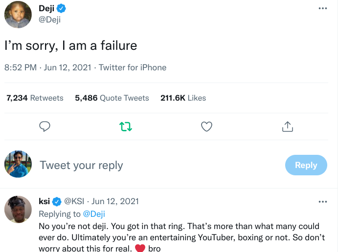TheOGParth's tweet photo. 1 year ago, Deji posted this after losing his first 3 fights. And today he FINALLY won! 🔥
#KSISwarmz https://t.co/qfk6nC5Krs