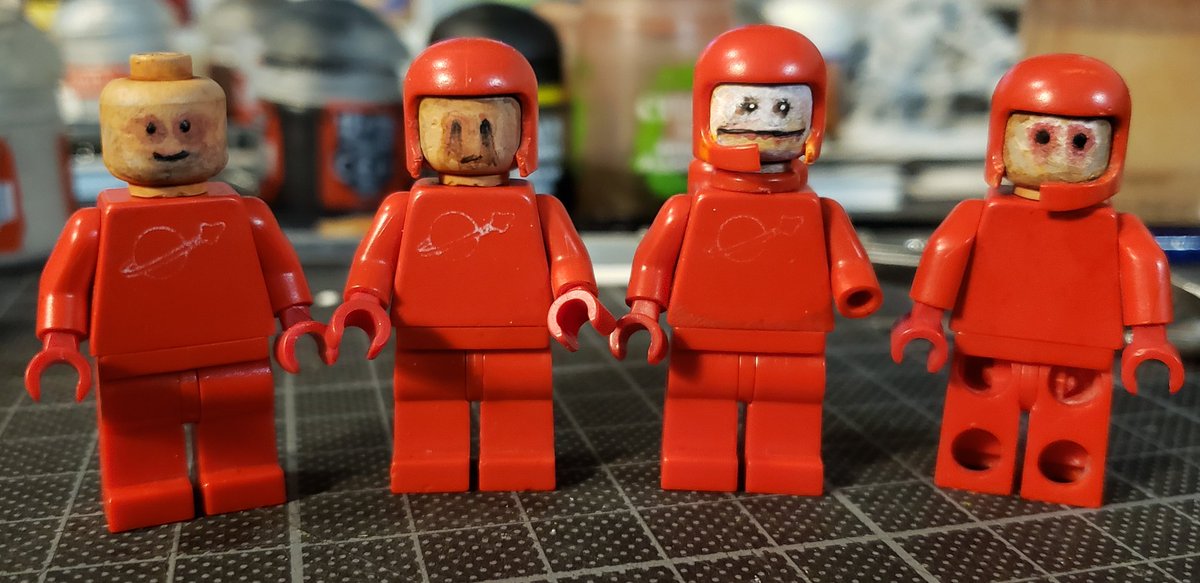 prop_maker_uk's tweet photo. This evening I painted the head of a forth and final lego spaceman, four little bad dreams in a row. I think I'll take some good photos of this bunch tomorrow. https://t.co/vShrvqSXex