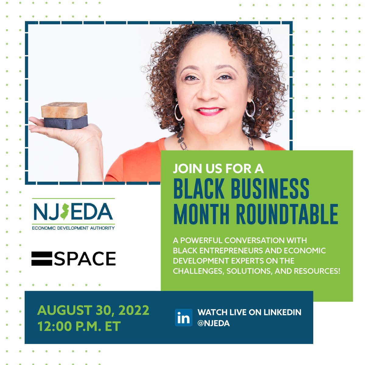 TaraDowdellGrp's tweet photo. La Shonda Tyree, owner of @Nyah_Beauty, will be one of the featured speakers at the @NewJerseyEDA  #BlackBusinessMonth Roundtable. Tune in on Tuesday, Aug. 30, at noon to hear about challenges, solutions, and resources available to entrepreneurs now https://t.co/QKToDqdfyB https://t.co/UWYFla5ZlF