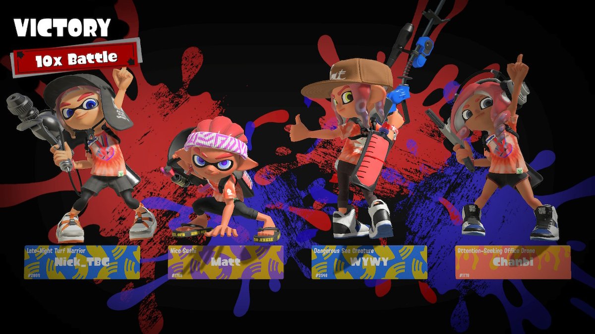 xchanbi's tweet photo. b2b 100x match &amp; 10x match lets fucking go team scissors!!!!!! #Splatoon3 #Splatfest #NintendoSwitch https://t.co/pNb41D6H4o