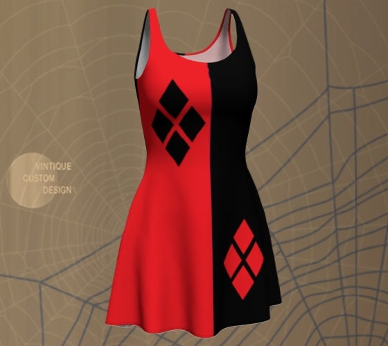 vintiquetables's tweet photo. Excited to share the latest addition to my #etsy shop: Harlequin RED &amp; Black Harley Quinn Suicide Squad Dress HALLOWEEN COSTUME Fitted Body Con Dress or Flare Skater Dress Cosplay Dc Comics Joker https://t.co/goDSKPWzSI #halloween #horrorgothic #yes #halloweendress #ha https://t.co/vjG5wGNVbU
