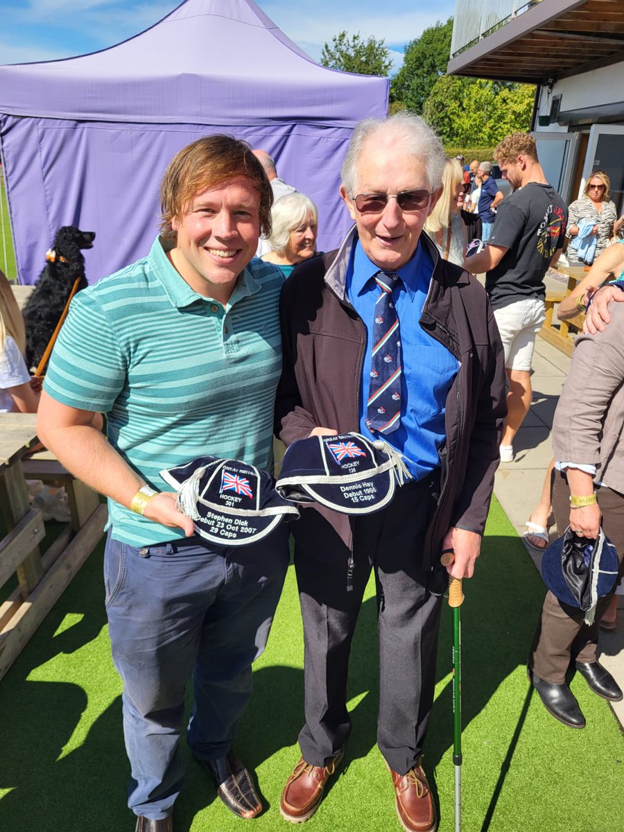 Stephen_Dick's tweet photo. 15 years after I played my first 🇬🇧 game I received my first cap today! Most won’t know the man in this photo next to me - his name is Dennis Hay. He got his first 🇬🇧 cap in 1966 and coached GB women to bronze in Barcelona 1992! Coached me in 2000s and he means the world to me! https://t.co/GCr8LXNzwH