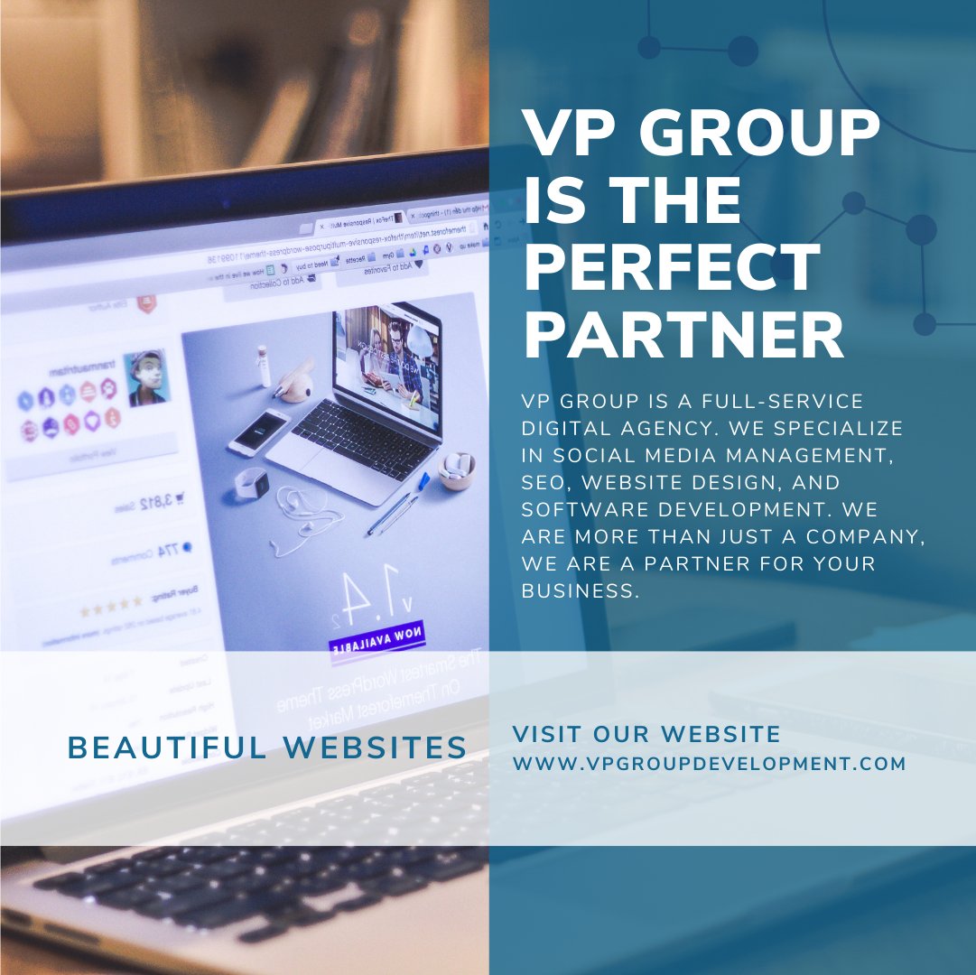 vpgroupdev's tweet photo. VP Group is the perfect partner
VP Group is a full-service digital agency. We specialize in social media management, SEO, website design, and software development.
.
.
 #marketingagency #marketing #digitalmarketing #marketingstrategy https://t.co/x6wDgAGFfj