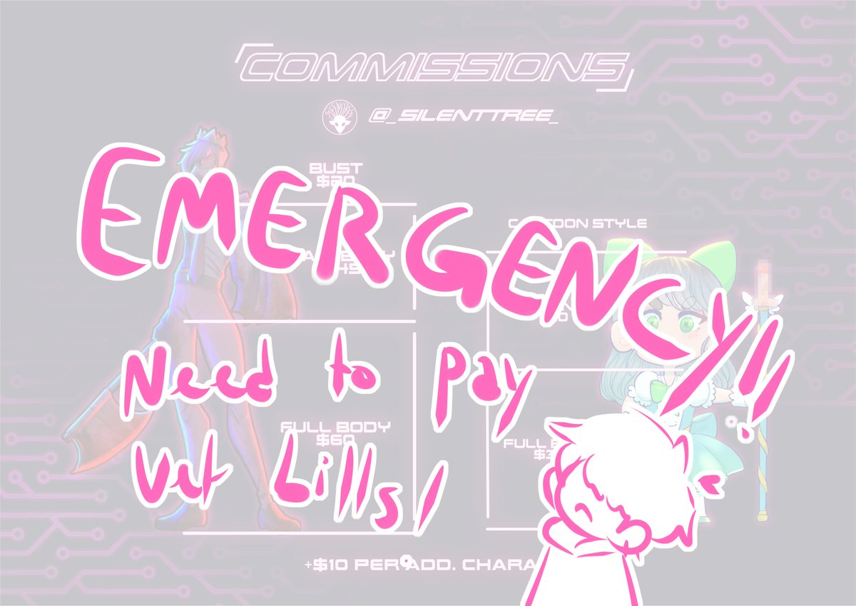 _silenttree_'s tweet photo. !! EMERGENCY COMMS OPEN !!
i need to pay vet bills for my rabbit S'mores so all comms are 50% off. please boost!!
#commissions #commissionsopen #boost #pleaseboost #commsopen #emergency https://t.co/zGWkgnMb1m