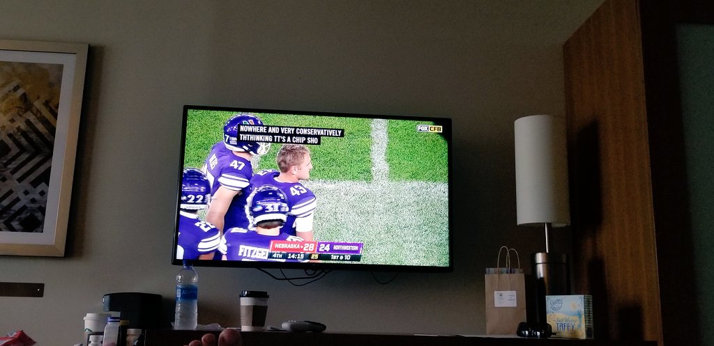 Purrfectly_Rare's tweet photo. Even on vacay I couldn't miss @NUFBFamily!
Way to start the season!!!
I was jumping around (as much as possible) & yelling at the TV. Baby boy was either annoyed or getting in on the action himself (I'll go w the 2nd)
#GoCats #FutureFan https://t.co/fr2s4itB0l