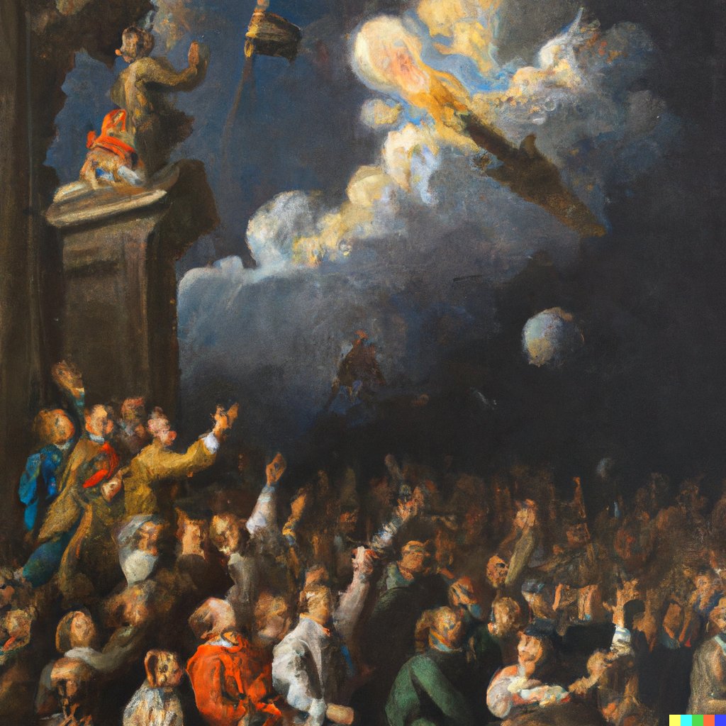 Crowd Cheering - Rocket Start - Depicted in oil by #rembrandt - Created with #dalle 

#digitalartwork #aiart #AiArtwork #digitaldrawing #oilpainting #art