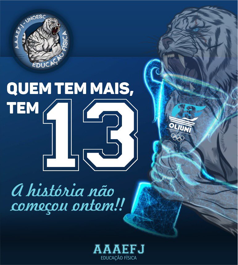 atleticaedf's tweet photo. Quem tem mais vitórias? 
Educação física, são 13 vitórias de campeões gerais. 🔥🐯
Esse ano não foi nosso, questão de 15 pontos. 
A atlética agradece aos nossos acadêmicos que foram até o fim por isso. 💪🏼 https://t.co/d4vqbD4ejv