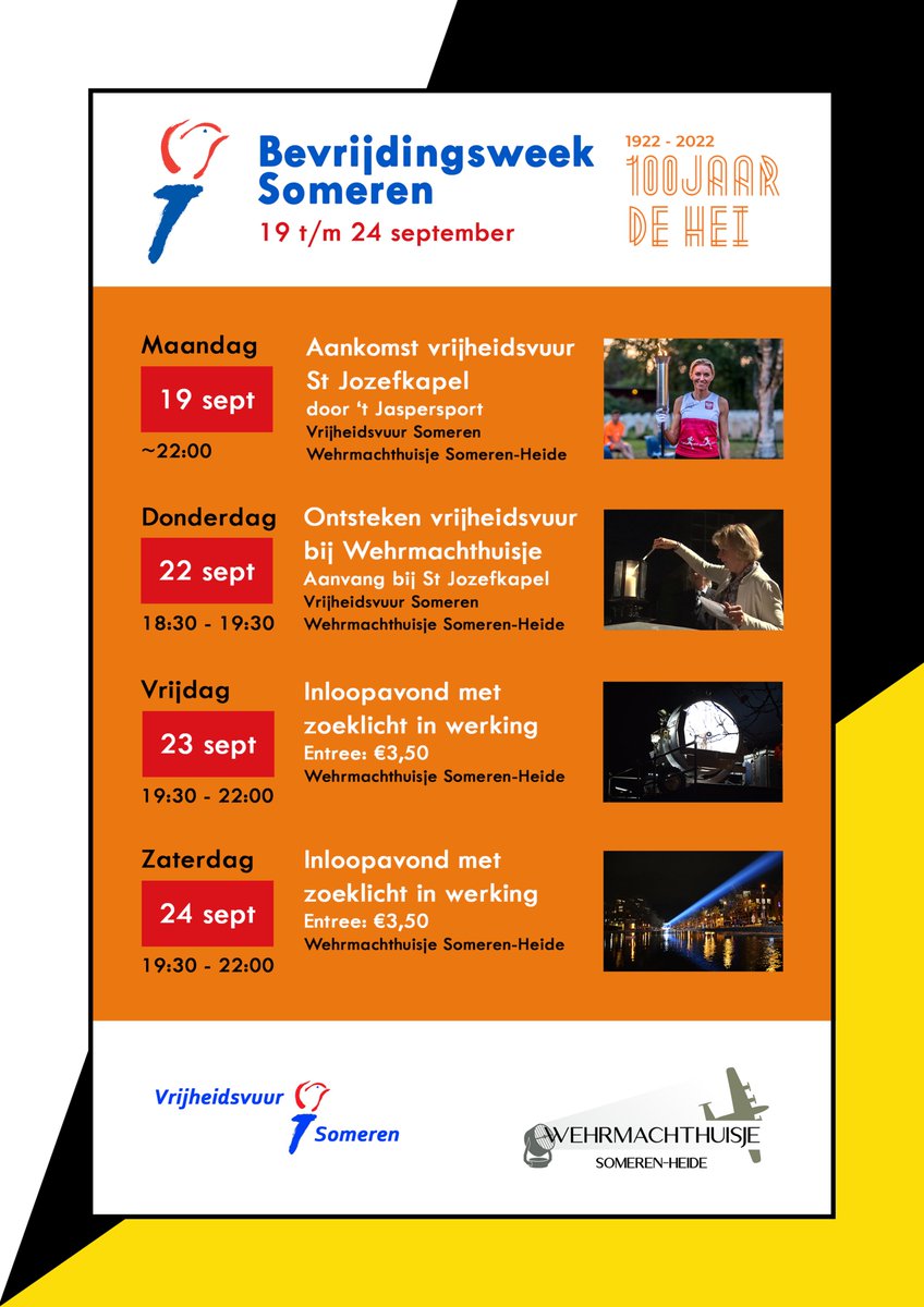 wehrmachthuisje's tweet photo. Van 19 t/m 24 september organiseert Stichting Wehrmachthuisje Someren-Heide, deels in samenwerking met werkgroep Vrijheidsvuur Someren, een aantal activiteiten in het licht van 100 jaar Someren-Heide. #vrijheidsvuur #someren #wehrmachthuisje #somerenheide #100jaardehei https://t.co/sjG4XyYXPd