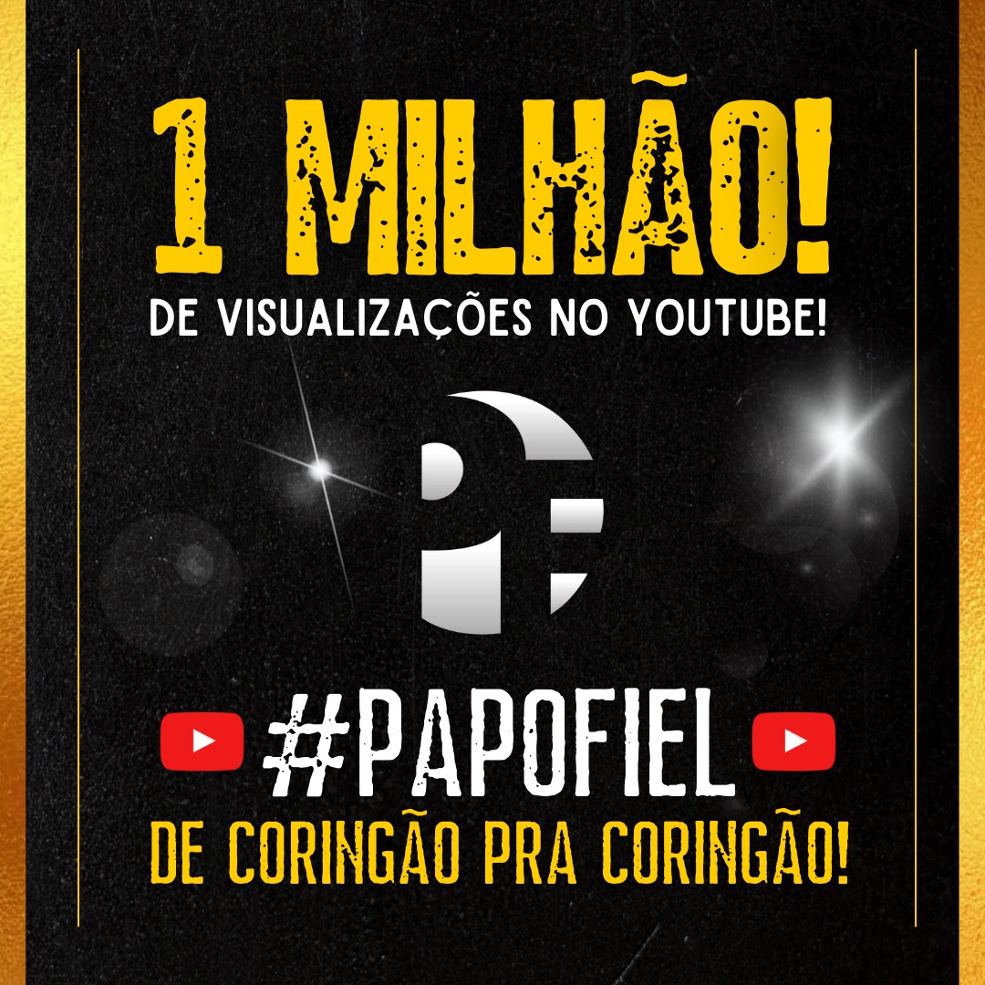 CanalPapoFiel's tweet photo. O canal PAPO FIEL me surpreende todos os dias e hoje tenho 1 MILHÃO de motivos para agradecer. Vai Corinthians!

#1milhão #1kk #canalyoutube #youtube #papofiel #corinthians #vaicorinthians #timão #coringão https://t.co/TnzXoGLG95
