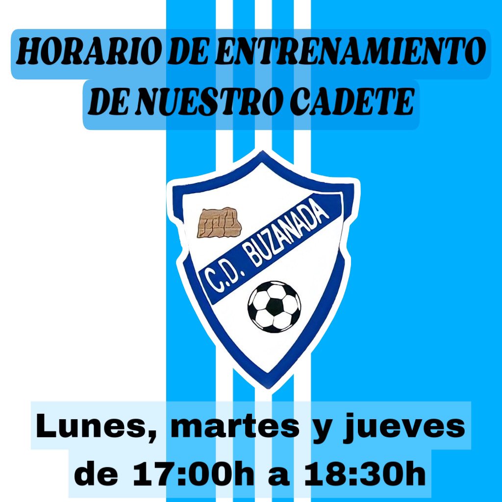 ¡HORARIO DE ENTRENAMIENTO DE NUESTRO CADETE LA PRÓXIMA SEMANA!