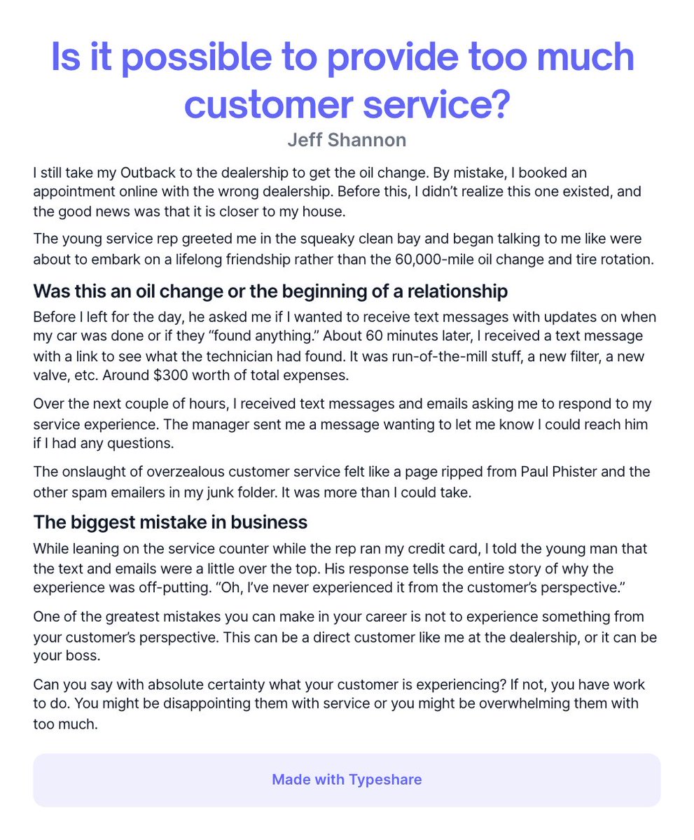 My recent trip to the dealership is the perfect example of a business hurting themselves by doing something too well.