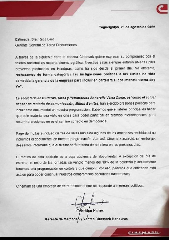 TerminatorCatr2's tweet photo. @MiltonBeniteztv Pues yo le creo más a esta carta de cinemark que al extorsionador de @MiltonBeniteztv 🤣🤣🤣

Que pasó perrito? También es culpa de los Atala? https://t.co/gDMn6glQkP