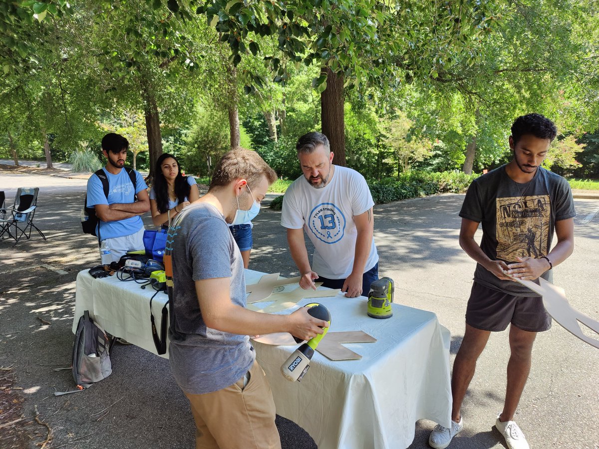 AmLungCSI's tweet photo. #UNC ALCSI had a white ribbon build today with @chrisdraft and The White Ribbon Project!! Thank you to everyone who helped cut, paint, and sign the ribbons! We love that @TheWRP4LC shares ribbons built with love and care to raise #lungcancerawareness. @heidi_onda @bjork5 @UNC https://t.co/ucxYS9T1Fi