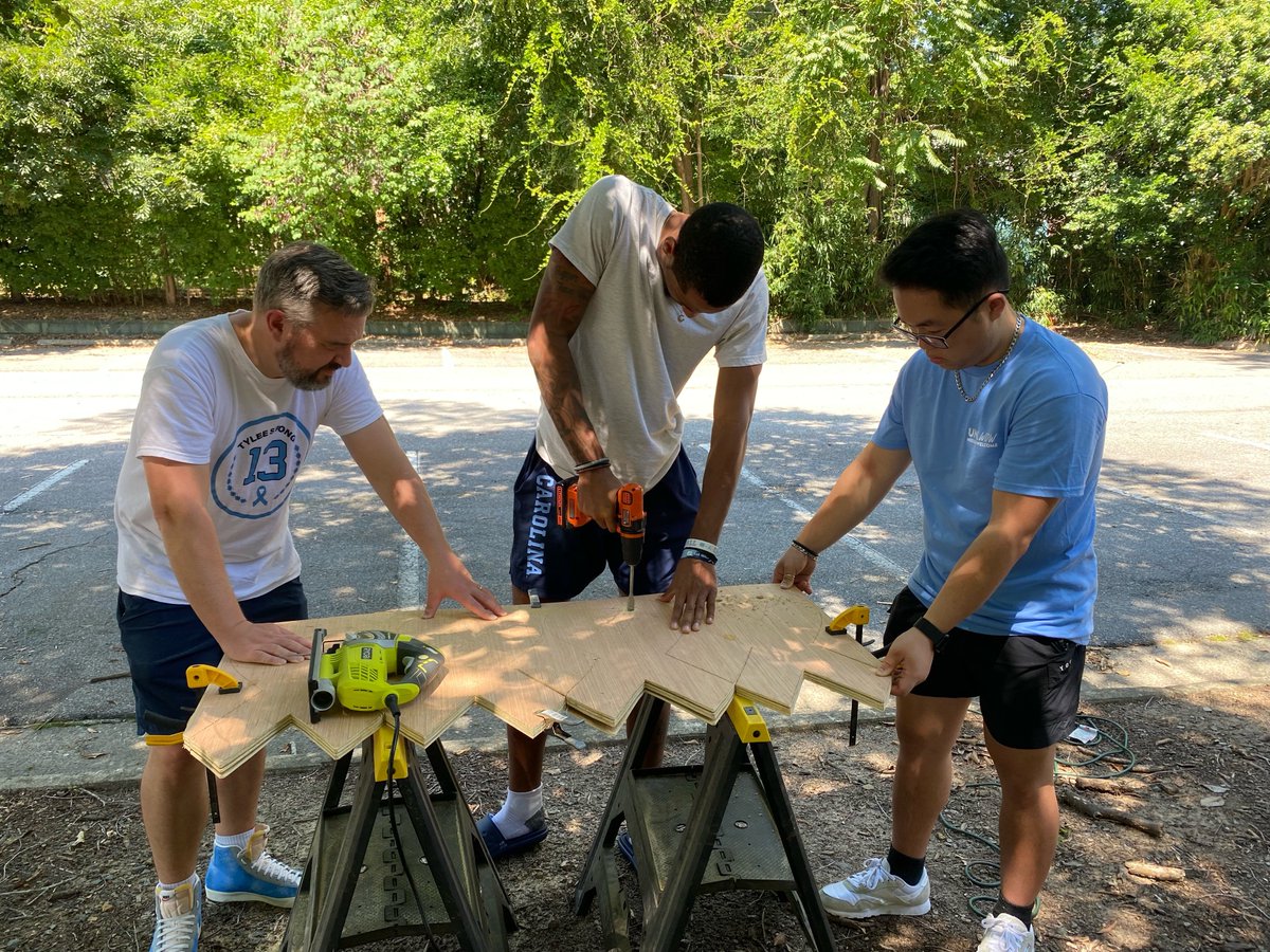 AmLungCSI's tweet photo. #UNC ALCSI had a white ribbon build today with @chrisdraft and The White Ribbon Project!! Thank you to everyone who helped cut, paint, and sign the ribbons! We love that @TheWRP4LC shares ribbons built with love and care to raise #lungcancerawareness. @heidi_onda @bjork5 @UNC https://t.co/ucxYS9T1Fi