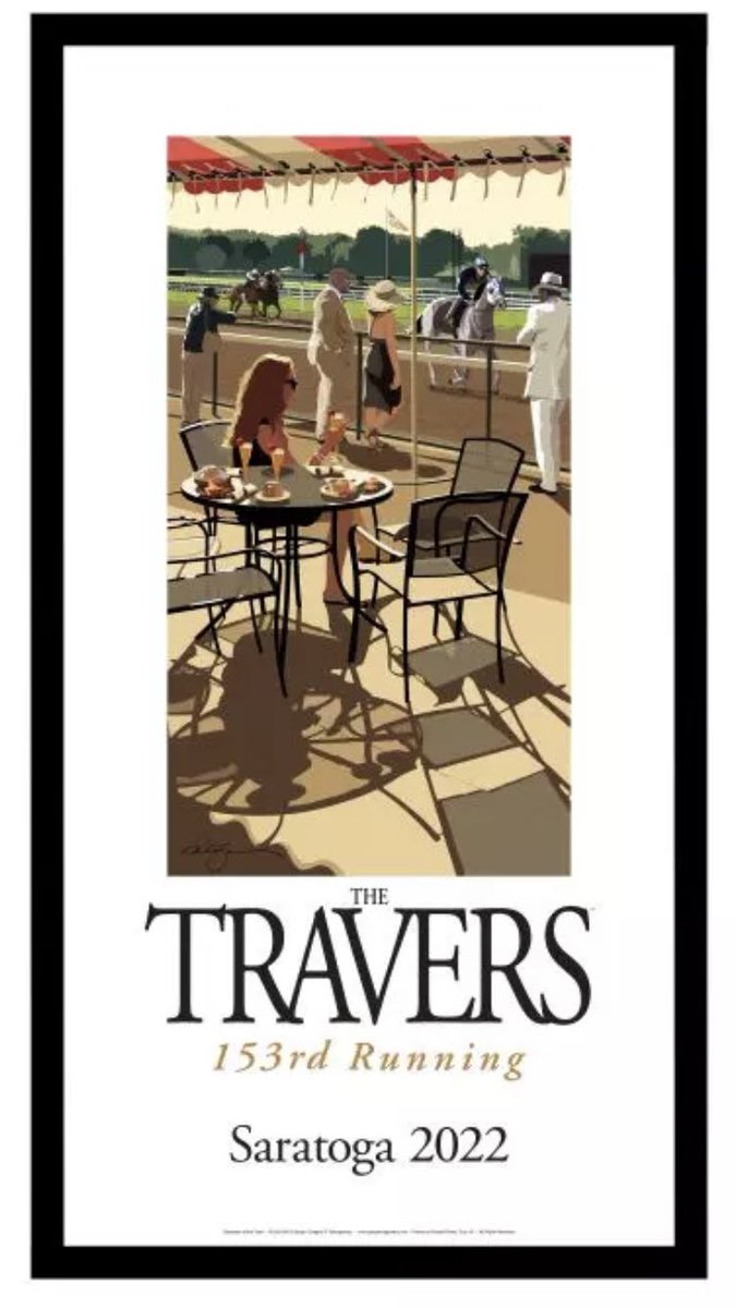 ScottWykoffWBAL's tweet photo. Look! It’s Greg Montgomery’s 2022 #TraversStakes poster as right now it’s #MidSummerDerby at #SaratogaRaceCourse live now on @FOXSports w/@LaffitPincayTV #GaryStevens @TomAmossRacing @Utbighair @andyserling @MaggieWolfndale @acacia_clement & The Voice of @TheNYRA #JohnImbriale https://t.co/QMHHTJjlmz