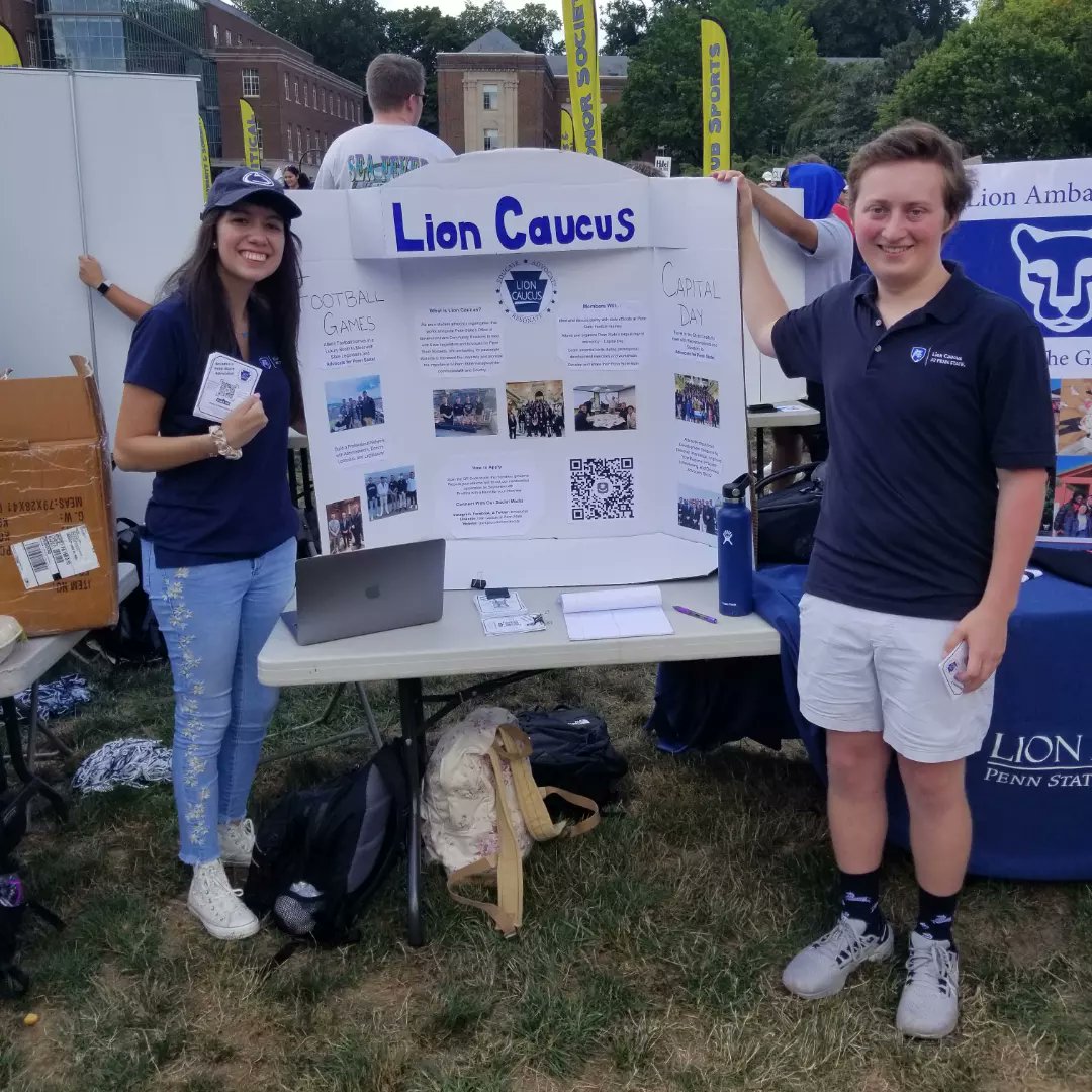 lioncaucus's tweet photo. Thanks to everyone who stopped by the Lion Caucus table during the Involvement Fair! If you missed us or you'd like to learn more about who we are and how we advocate, stop by our first general body meeting on Monday, August 29th at 6 PM in Osmond Lab 207!

 #pennstatelioncaucus https://t.co/i5cjv8SSh0
