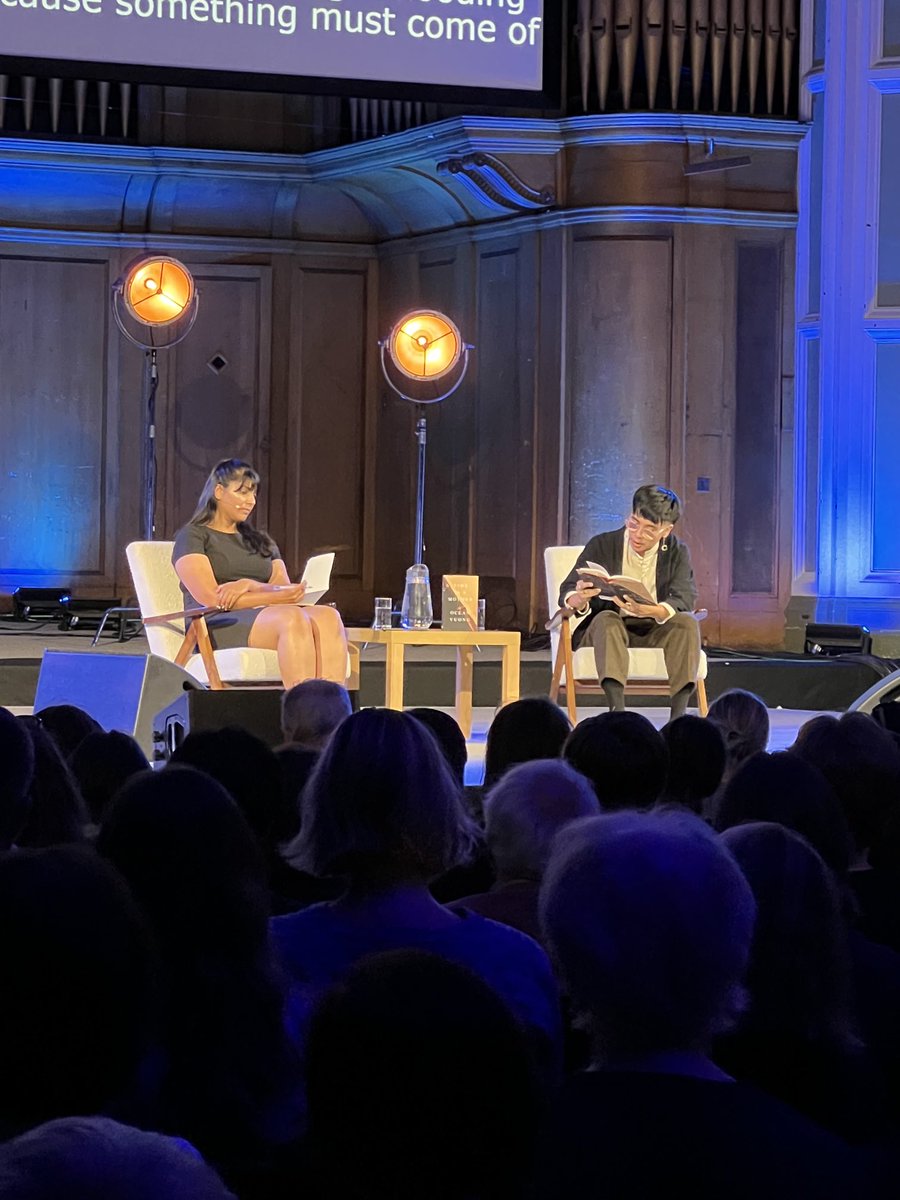 shand_kathy's tweet photo. ‘I would describe myself as an apprentice of the sentence’ said Ocean Vuong to a huge audience. Hardly. Brilliant discussion of time mothering and why you should handwrite rather than type with @a_pirmohamed @edbookfest #timeisamother #brieflygorgeous https://t.co/CDqNH5K6rF