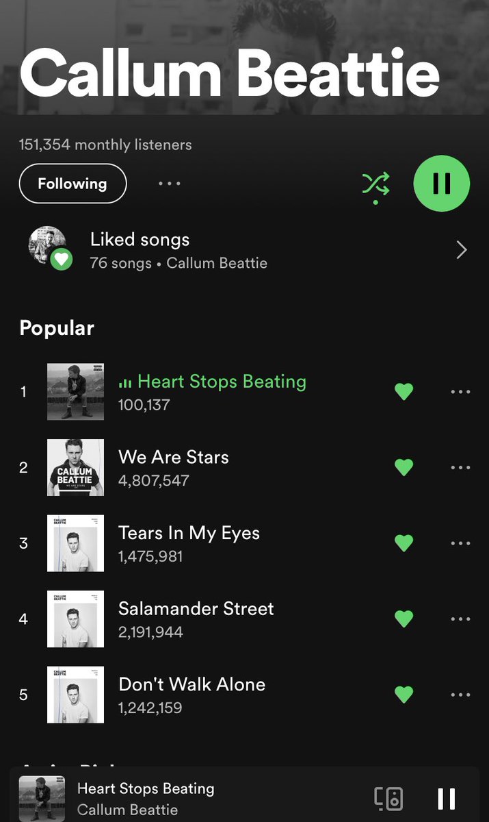 marisa_deborah's tweet photo. Wooohooo over 100K @SpotifyUK Plays for @callumbeattieuk ‘Heart Stops Beating’ the biggest increase over the past 24 hours since the song has been released 4 weeks ago 🙌🙌❤️❤️#callumbeattie #heartstopsbeating #spotify #fyp
STREAMING link ⬇️⬇️⬇️⬇️⬇️
https://t.co/l0twBg8vVQ https://t.co/7bsq9a6B1T