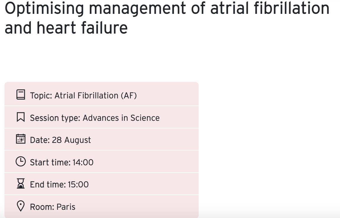 Are you interested in optimising the management of #atrial #fibrillation and #heart #failure? join us @ PARIS 14 h #Arrhythmia <a href="/J_Hendriks1/">Jeroen Hendriks</a> <a href="/RodrigueGarcia4/">Rodrigue Garcia</a> <a href="/DrAfzalSohaib/">Afzal Sohaib</a> <a href="/EmmaSvennberg/">Emma Svennberg</a>
#DigitalHealth  #ESCCongress <a href="/rafavidalperez/">rafavidalperez</a> <a href="/lmaltaw/">Lucas Malta Westergaard</a> Kuck <a href="/ESC_Camille/">Camille</a>