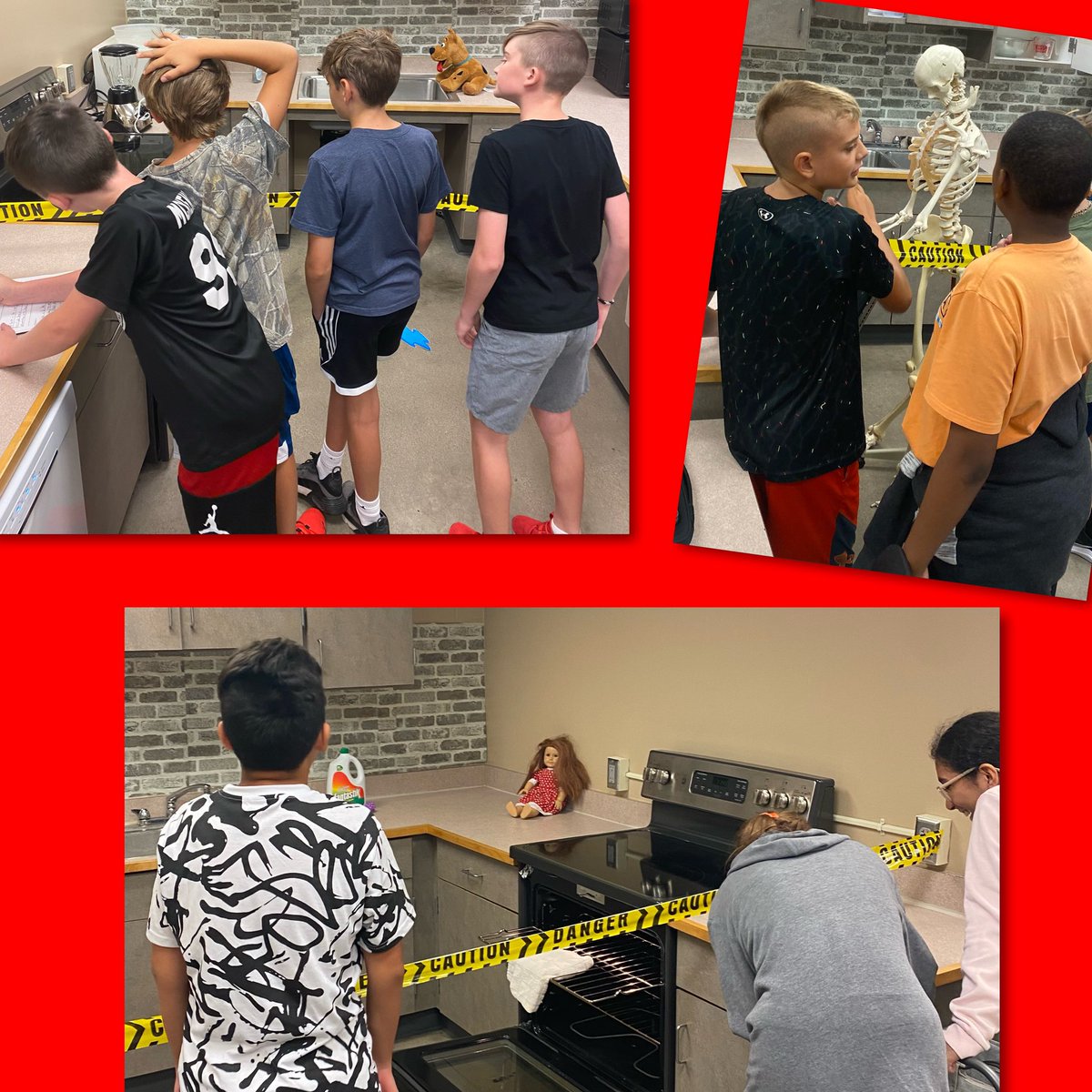 The Foods classes capped the first full week of school by investigating crime scene kitchens to discover the hazards!