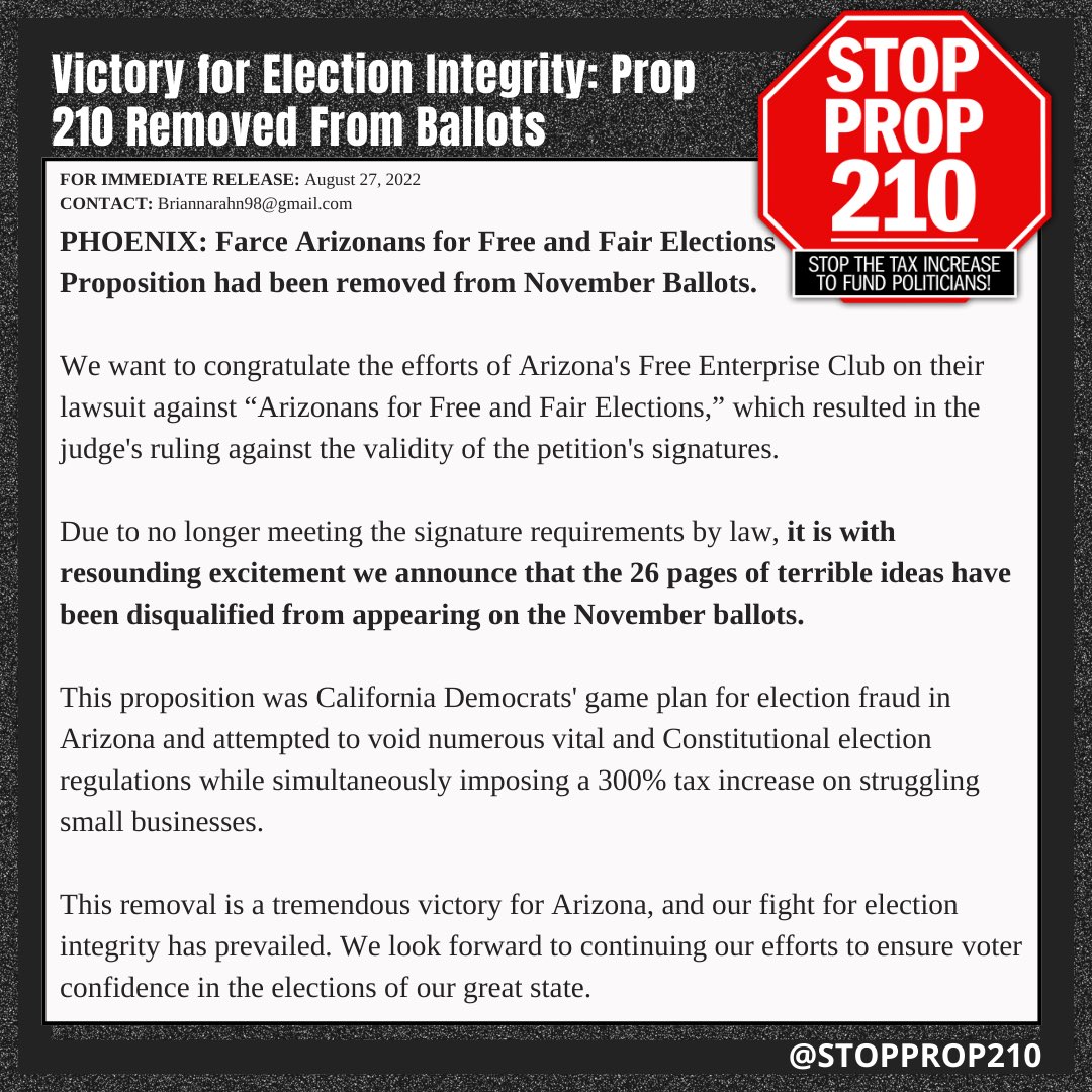 StopProp210's tweet image. A win for election integrity.