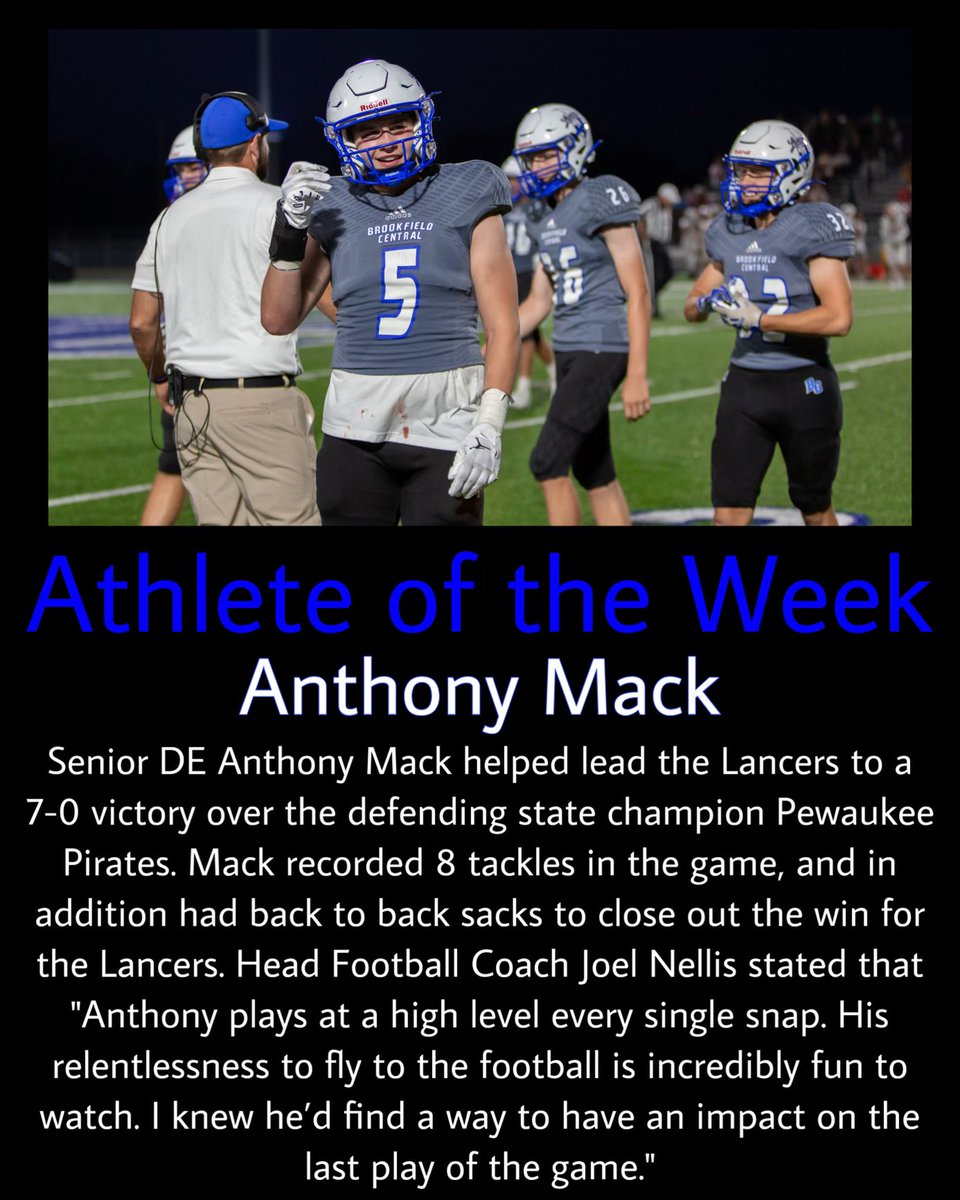 BCLancers (@bchsaad) on Twitter photo Congrats to <a href="/BC_lancer_FB/">Brookfield Central FB</a> Anthony Mack, our 1st <a href="/BC_Blue_Crew/">Brookfield Central Blue Crew</a> Athlete of the Week! <a href="/bcsuperfans/">CENTRAL SUPERFANS</a> Congrats to <a href="/BC_lancer_FB/">Brookfield Central FB</a> Anthony Mack, our 1st <a href="/BC_Blue_Crew/">Brookfield Central Blue Crew</a> Athlete of the Week! <a href="/bcsuperfans/">CENTRAL SUPERFANS</a>