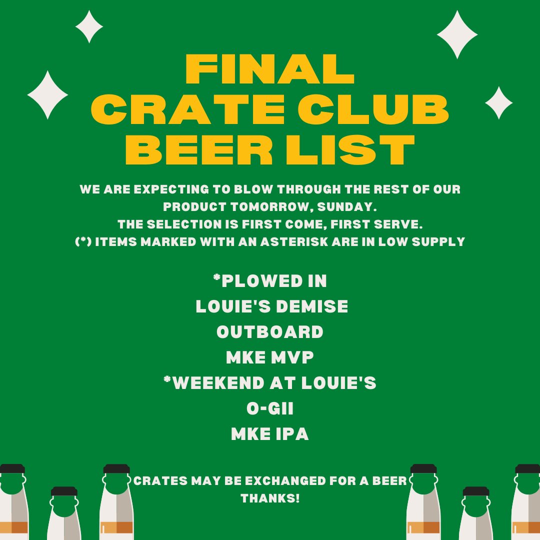 Thank you all for supporting Crate Club Friday Night!
We are expecting to blow through the rest of our product tomorrow, so plan accordingly. The selection is first come, first serve.
See you tomorrow!