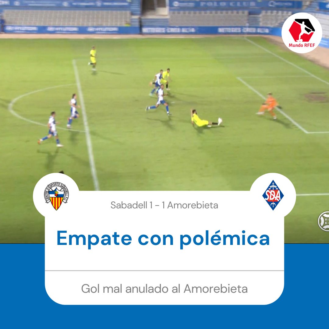 💥 El <a href="/SDAmorebieta/">SD Amorebieta</a> se deja dos puntos en la #NovaCreuAlta tras un grave error arbitral

⚽️ <a href="/CESabadell/">CE Sabadell 🧅</a> 1-1 <a href="/SDAmorebieta/">SD Amorebieta</a> 

👉🏻 Crónica al completo en la web o en nuestra App #MundoRFEF

📲 bit.ly/3TkuSey

#PrimeraRFEF #PrimeraFederacion