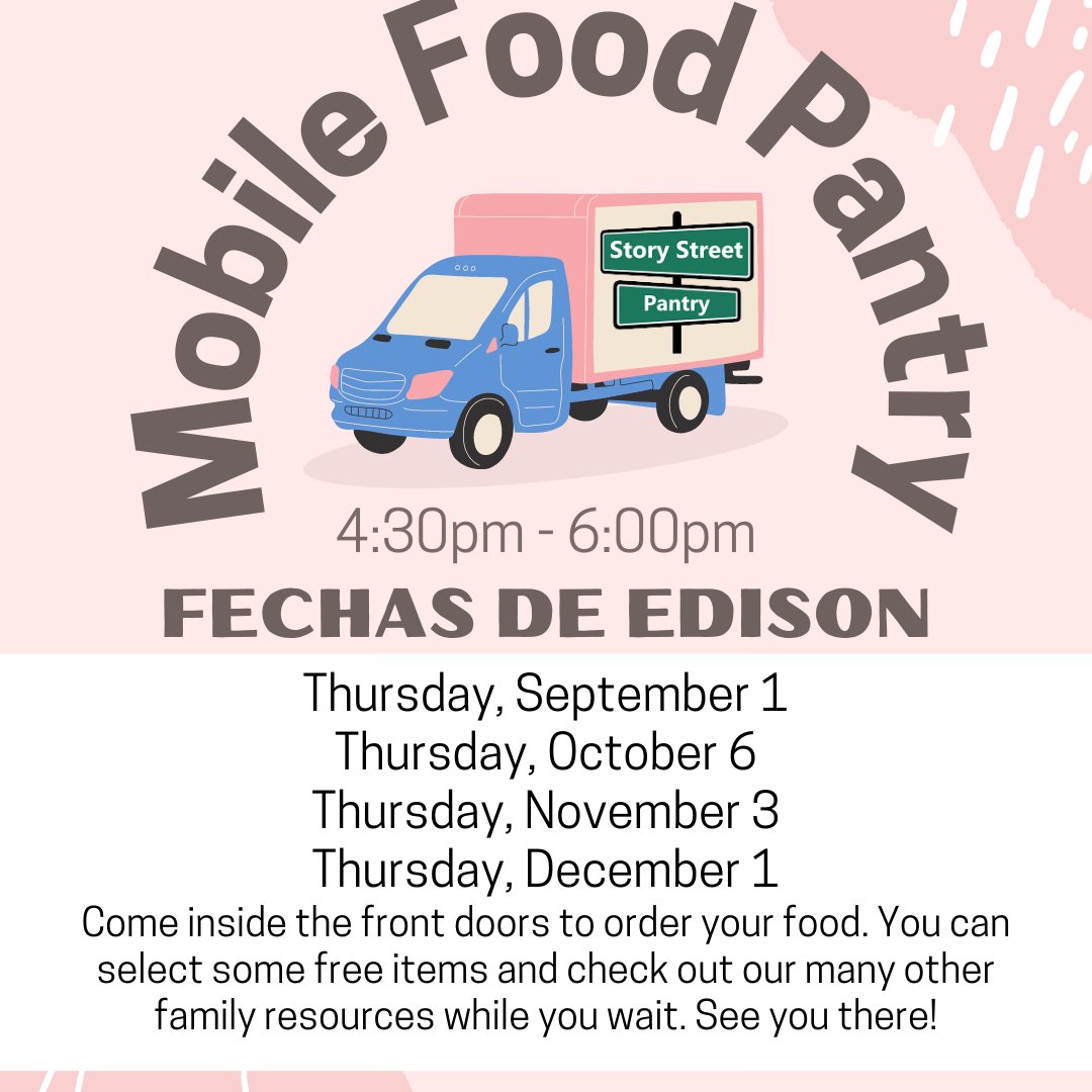 Edison_ELEM_CB's tweet photo. Edison Mobile Food Pantry Dates for the Year! All families are welcome! https://t.co/2HiUnJeyhe