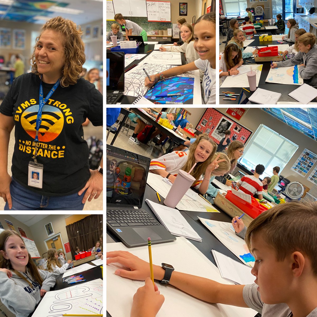 7th graders rocking art class.