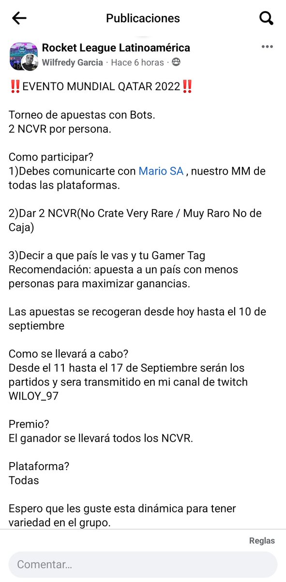 WILOY_97's tweet photo. La comunidad de RL Latinoamérica está haciendo un evento sobre la Copa del mundo.

Será desde el 11 hasta el 17 de septiembre.

Más info en el link 👇👇👇👇👇
https://t.co/3Wv9SvsgEY https://t.co/Ly3SV3KJI6