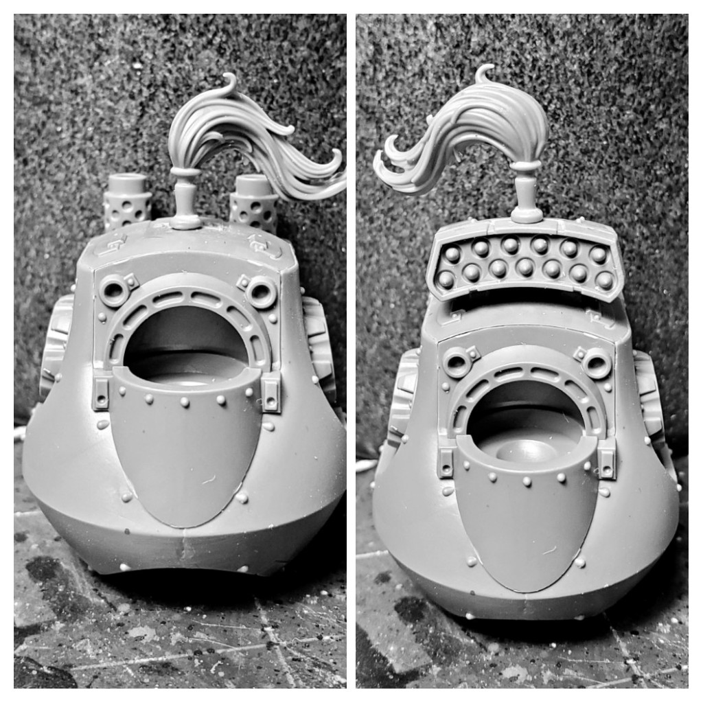 thepaintedbunt's tweet photo. #hobbystreak day 216 and 217; yesterday based some ork fellows and today made a 40k blood angels chaplain then worked on the 30k contemptor https://t.co/cBpqwClwwn