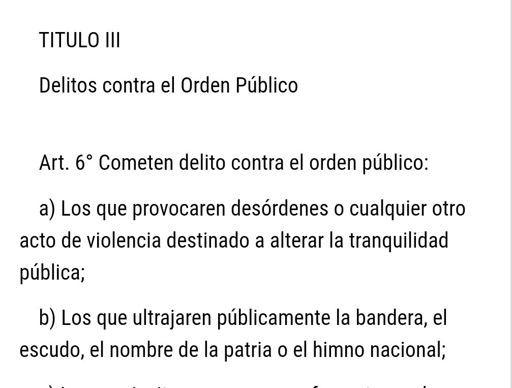 panchovaldes's tweet photo. Ley de Seguridad Interior del Estado, artículo 6° letra b): DELITO DE ULTRAJE A LA BANDERA. https://t.co/ZeZcrmVc0L