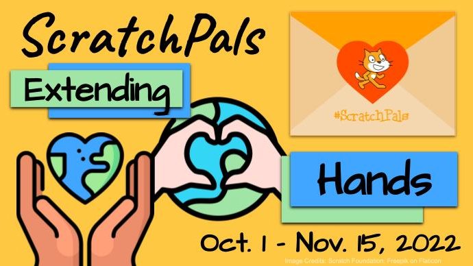 scratchpals's tweet photo. It's a new round of ScratchPals! "Extending Hands" Oct. 1 - Nov. 15. Themes: @scratch extensions for language (Translate, Text to Speech), the arts (Music, Pen), and physical computing (micro:bit, Makey Makey, LEGO robotics). Register Sept. 1-15. Info: https://t.co/RpECNmUXh9 https://t.co/zaPa2qwNt6