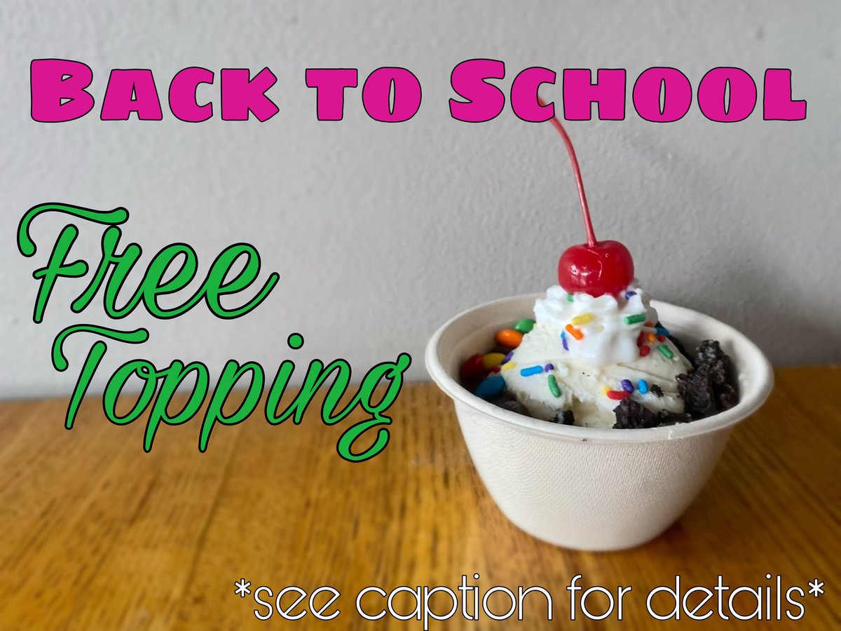 ultimatescoops's tweet photo. School is starting back in Buncombe Co., and we are giving our K-12 Ultimate Fans a sweet treat to start the year off right!❤ All day on August 28th, students can get a FREE topping with the purchase of a scoop. Just show this post to our shopkeepers at either location!😄 https://t.co/2imEX6kHoX