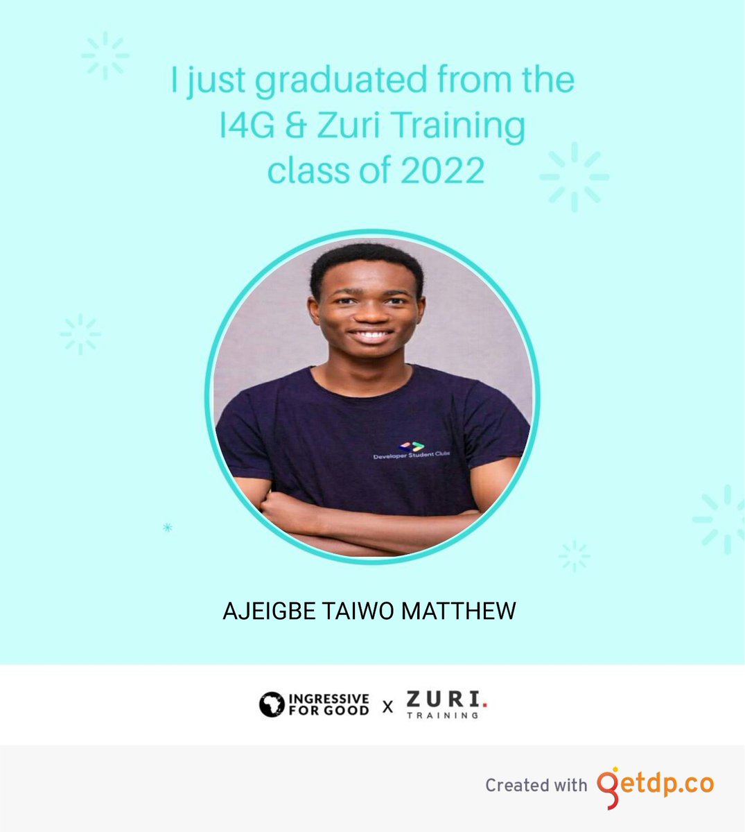 It was a great privilege and experience to be part of Zuri training for the past 4months now. A bunch of thanks to @theZuriTeam for making me part of Zuri 2022 graduates🙏🙏

#Ingressive4Good #theZuriTeam #ZuriComrades #I4GZuriGraduation2022 #I4GZURIGRADUATE #Zuri #uiux