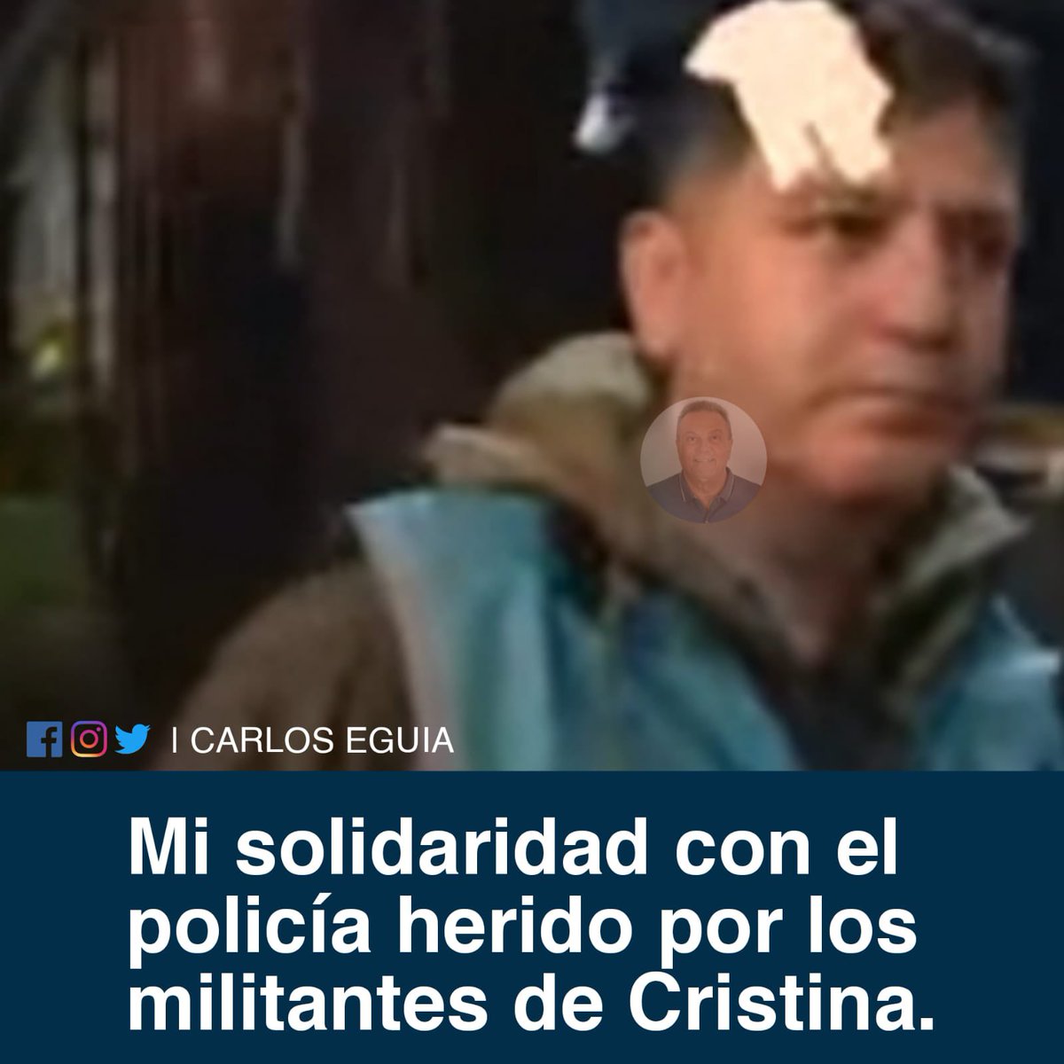 Mi absoluta solidaridad con el Comisario Ortiz, del barrio porteño de Recoleta, quien fue lastimado en su cabeza con un piedrazo mientras la militancia kirchnerista atacaba. Siempre del lado de las Fuerzas de Seguridad. Siempre de la vereda de enfrente de los delincuentes.