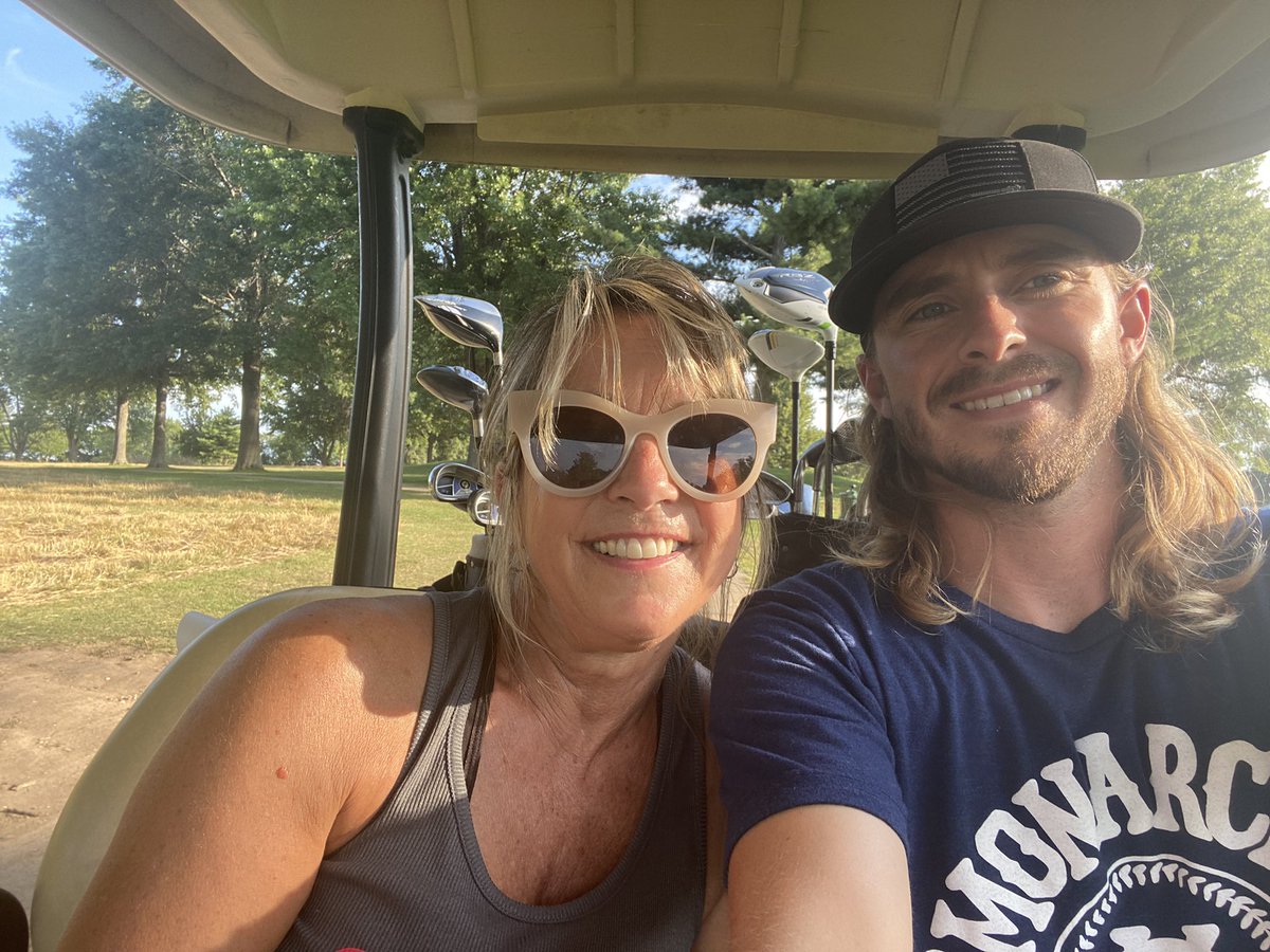 ErholtzKim's tweet photo. I hope Alan Jackson is doing well and feeling better. My son and I decided to go out to dinner, golf nine holes, and listen to his entire playlist while we were golfing instead. We hope to see you soon! #AlanJackson #myfirstborn https://t.co/8pP4kjhg7s