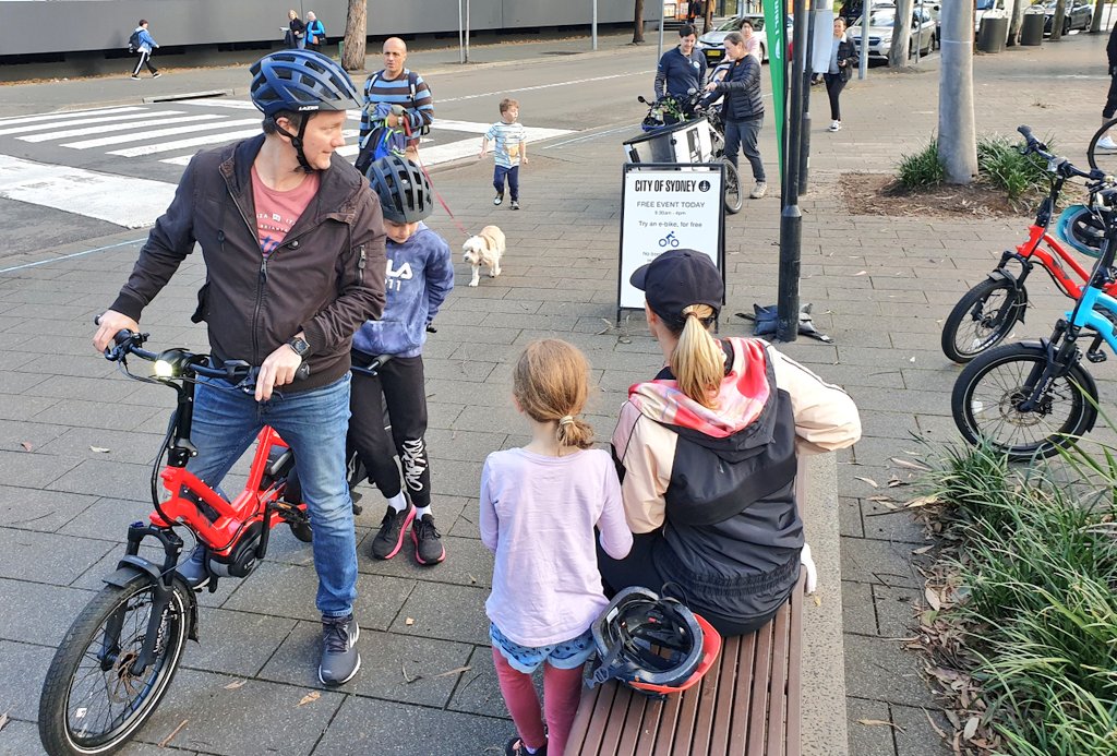 BIKESydney's tweet photo. Lots of interest in yesterday's free Try-an-eBike event put on by the @cityofsydney. It would be great to see other councils put on a similar showcase https://t.co/HfIAHH1g6L