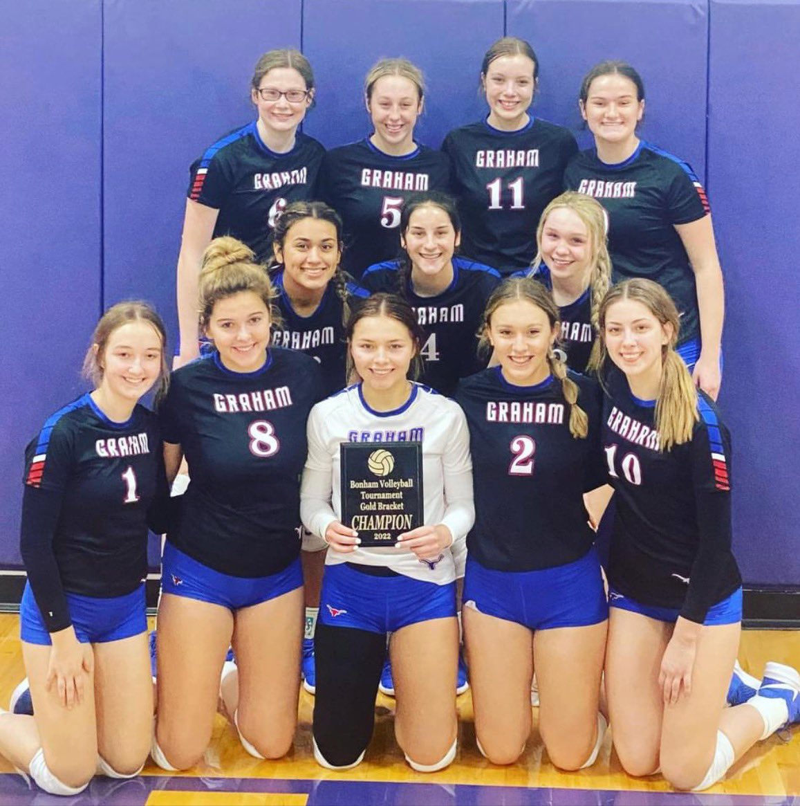 The Lady Blues had an amazing weekend in Bonham! They won against Tom Bean in the final match 25-11, 23- 25, 25-20. So proud ladies!!🏆❤️ #undefeated #LBVB