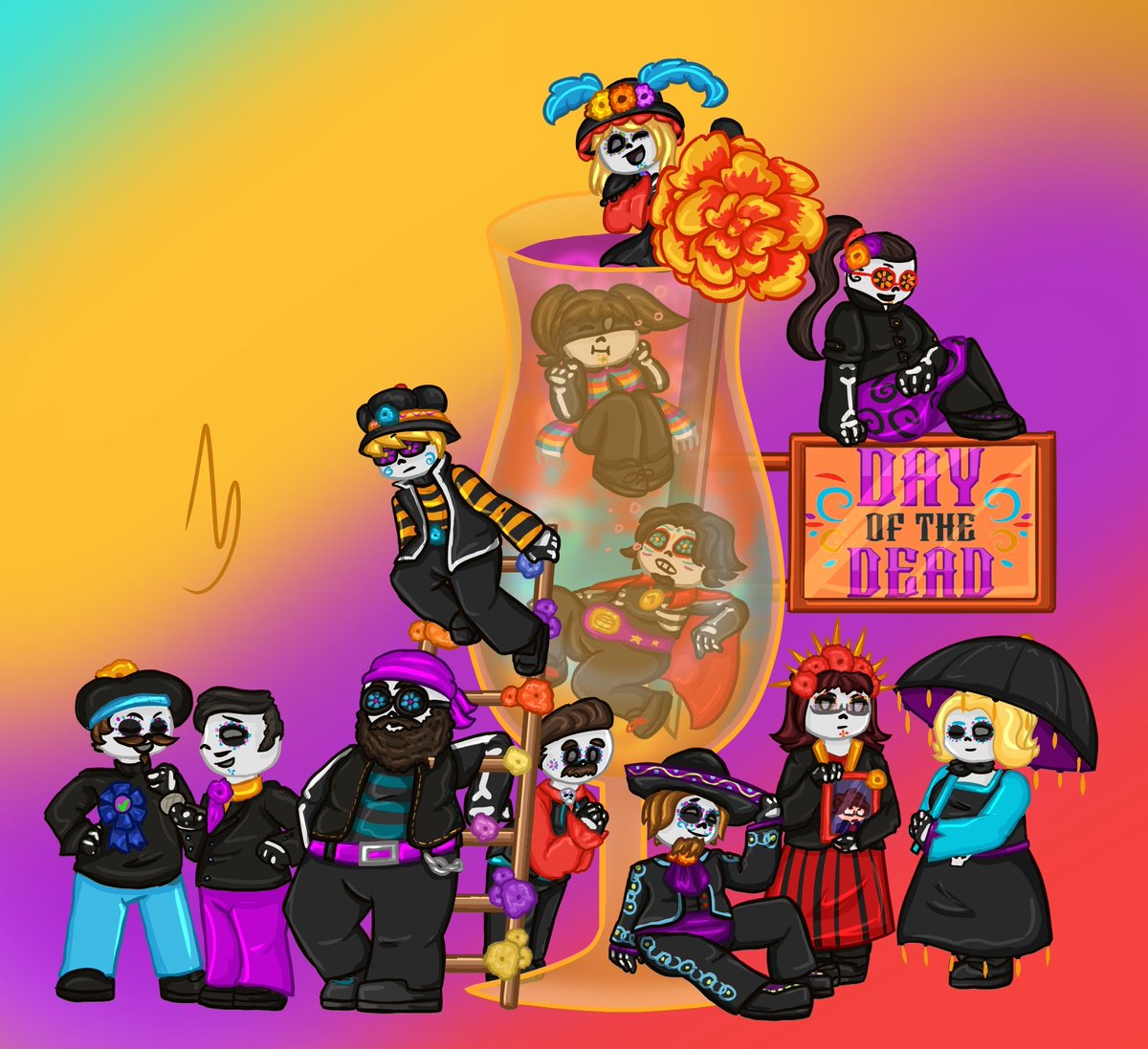 viktheclown's tweet photo. Well that took long, I'm scared of when I get to Halloween-
Though in a way it was still fun so I can't complain too hard fjksdnnd
.
#papalouie #fliplinestudios #ninjoy #kenji #maggie #franco #mitch #quinn #yuko #rico #mousse #dukegotcha #jojo #petrona #dayofthedead https://t.co/ZKboWYnf5Y