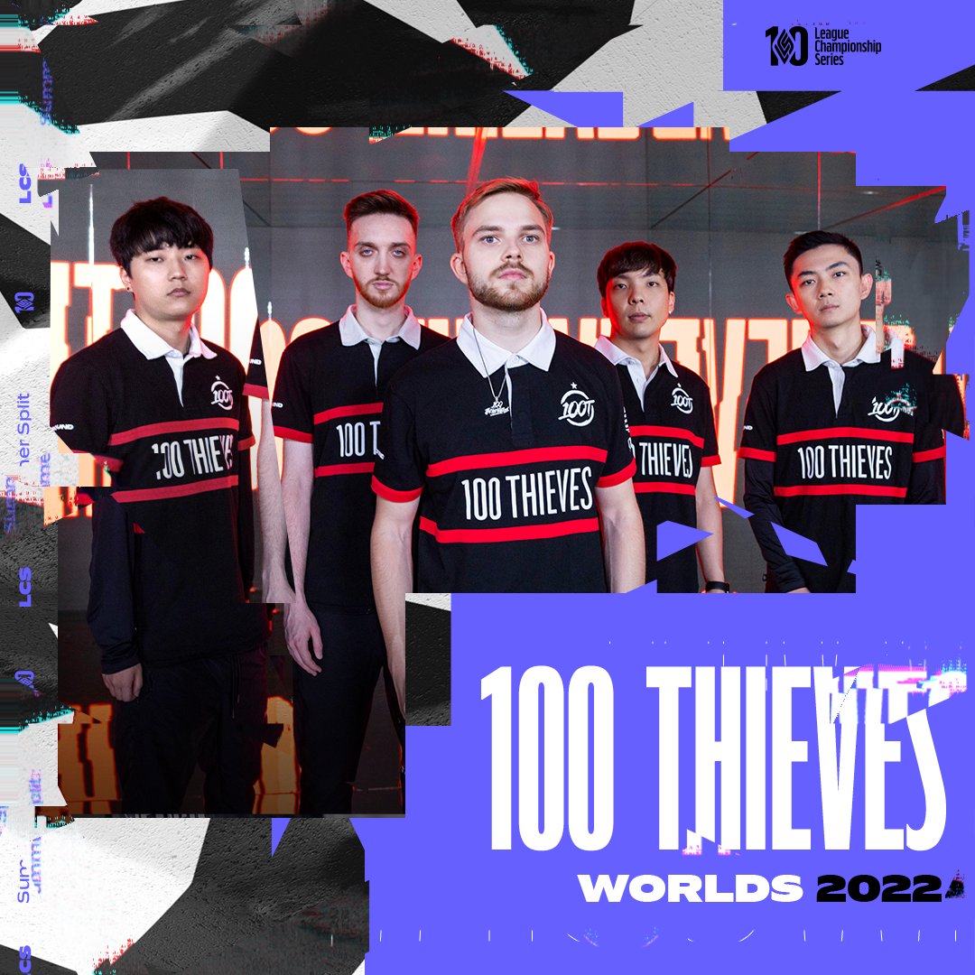 LCSOfficial's tweet photo. 100 Thieves are the first #LCS representative headed to #Worlds2022 https://t.co/Viz3i6FWGV