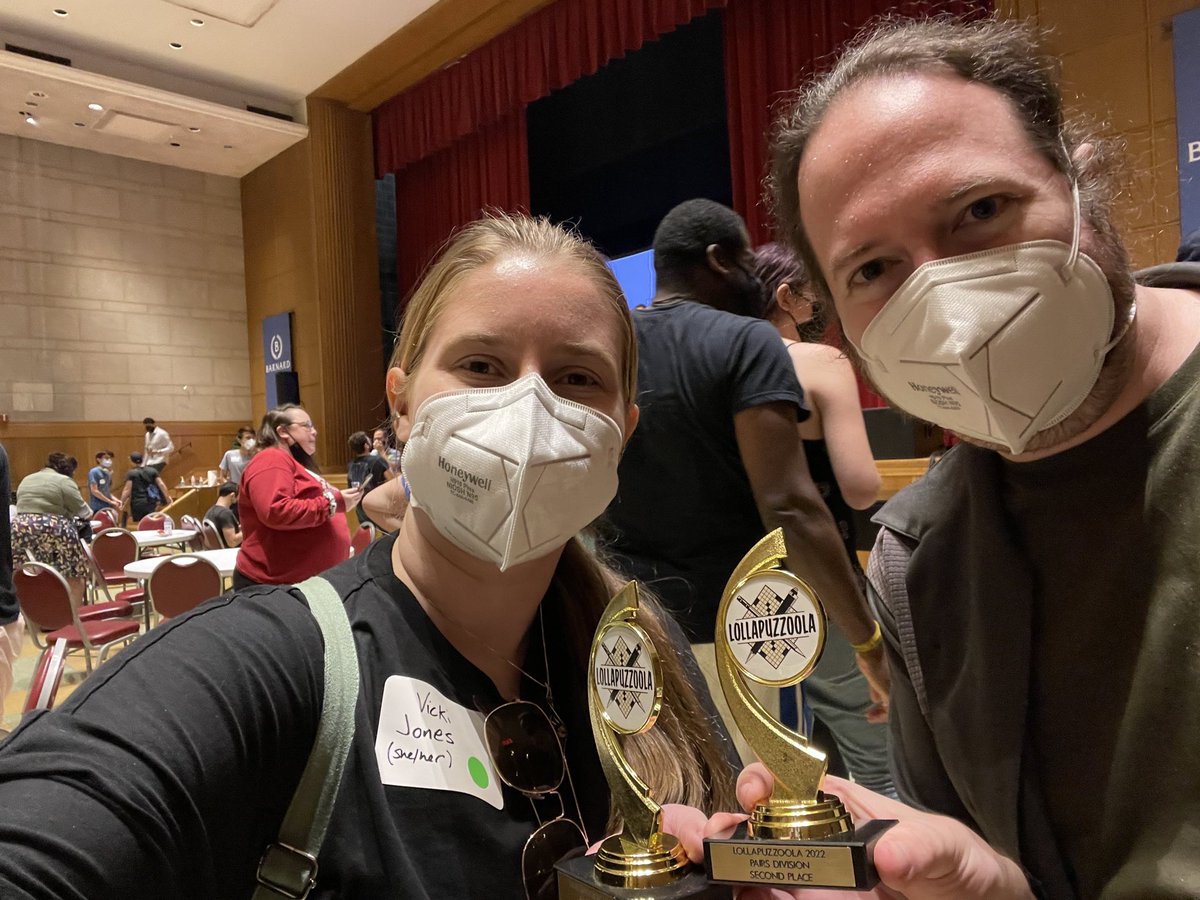 evanbirnholz's tweet photo. The results are in and we are number 2! 2nd place in the pairs division. We proudly earned 2nd behind @CleremyBearimy and her father Pete who managed to slay the final super-tough puzzle by @xandraladee where it slew us. Let's do this again next year, ok? #LPZ15 #Lollapuzzoola https://t.co/hDQTeODwhc