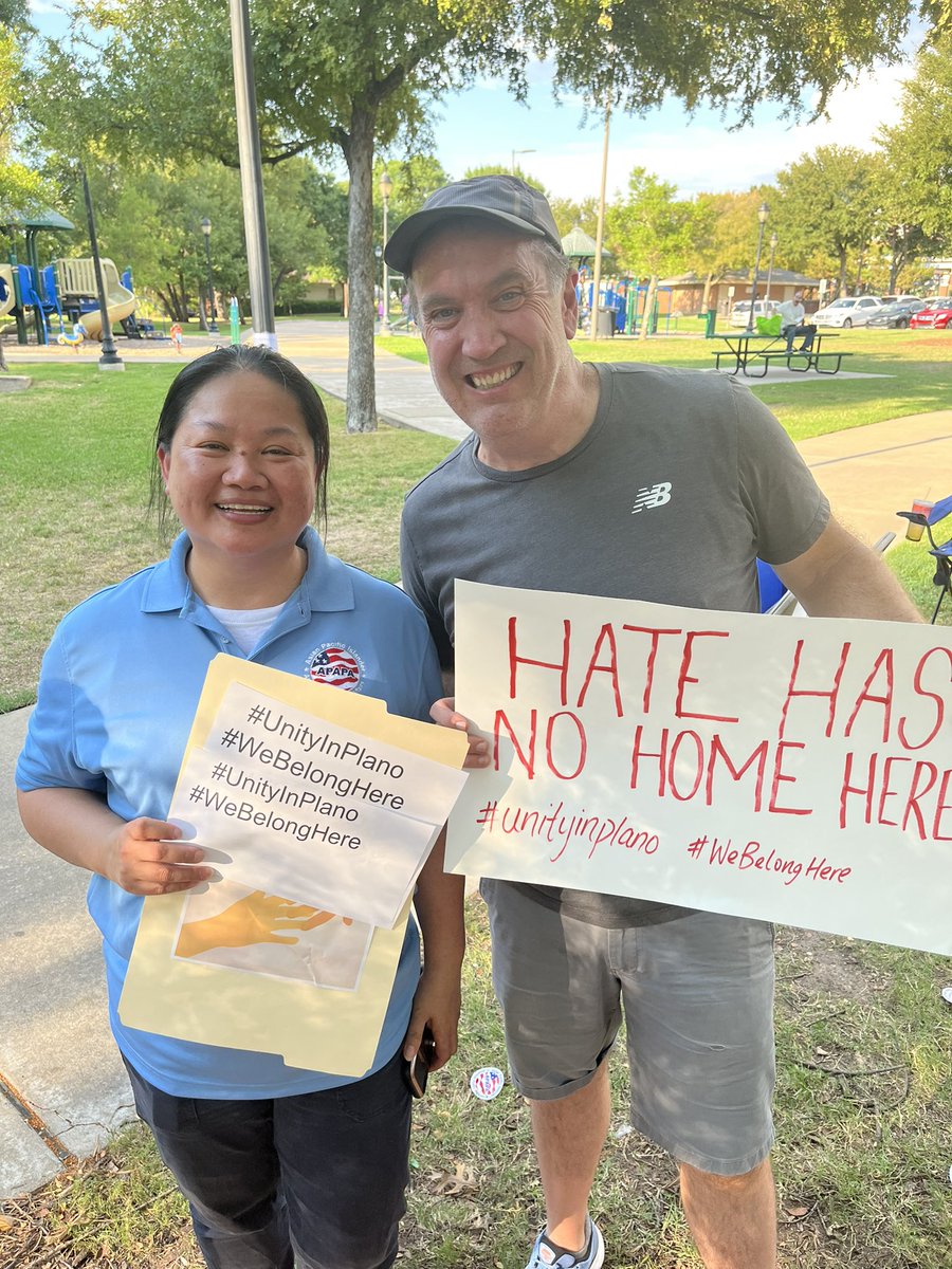 ScottUhlTX's tweet photo. #UnityinPlano Peaceful Anti-Hate Rally. THANK YOU @saavetx for sponsoring! Texas is a minority-majority state and we need to come together! 

Great to meet Texas House candidates Francine Ly (HD-12) @TeamFLY_Senate &amp; Mihaela Plesa (HD-70). @plesafortexas , (pictured w. my son ⤵️) https://t.co/3C1US0ANqb